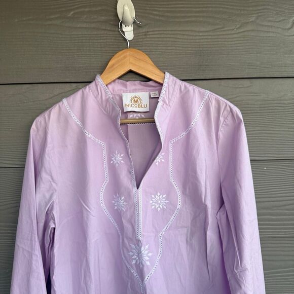Nicoblu JACARANDA TUNIC IN SUNSET LAVENDER AND WHITE EMBROIDERY - Picture 3 of 5